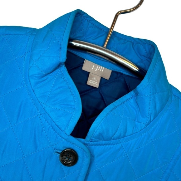 J. JILL BLUE QUILTED COLLARED BUTTON-UP VEST JACKET, SIZE M - Picture 4 of 11